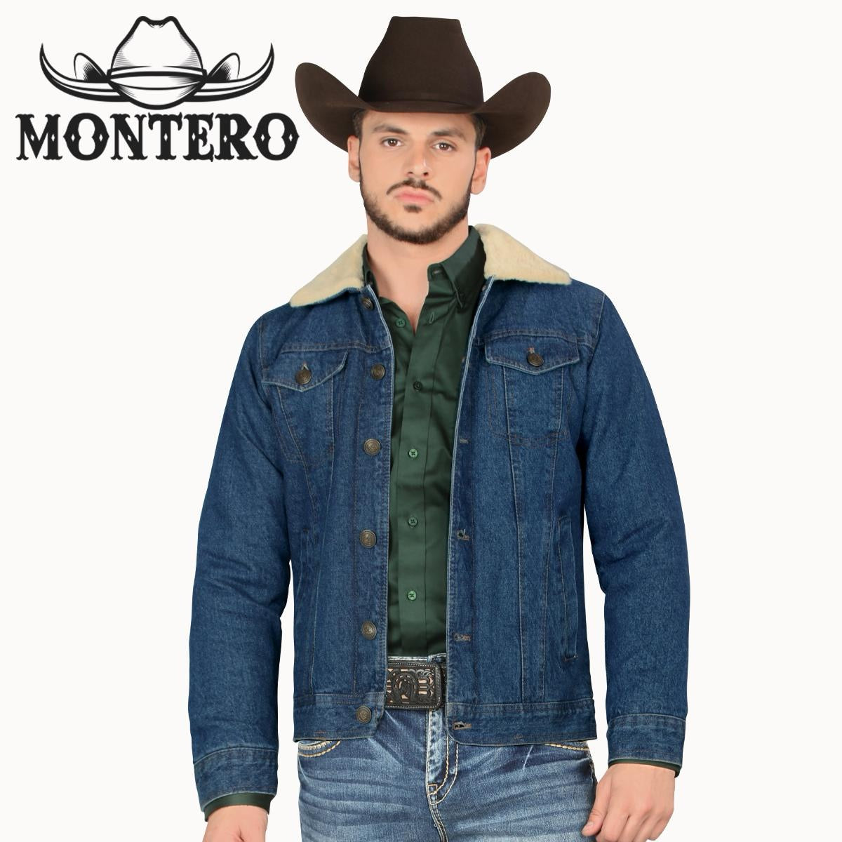 MT10001 DK BLUE WESTERN WASHED DENIM JACKET MENS SHERPA LINNED Tops Leather