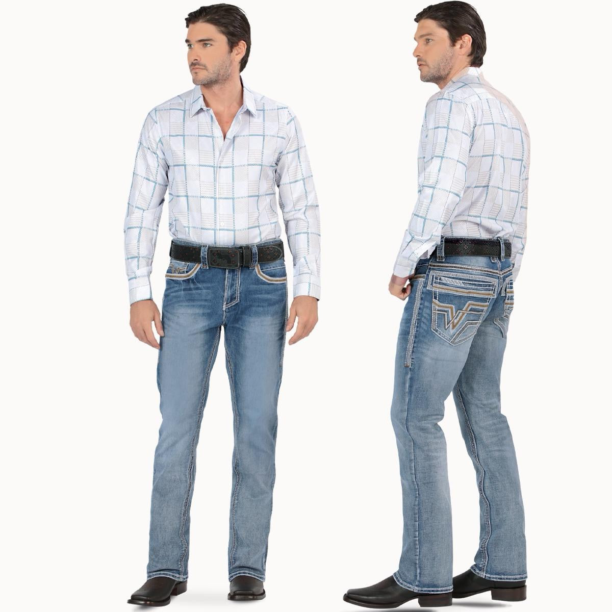 Premium Washed Stretch Embroidery Menswear, Mt4635 Man jeans add embroidery on back and front pocket