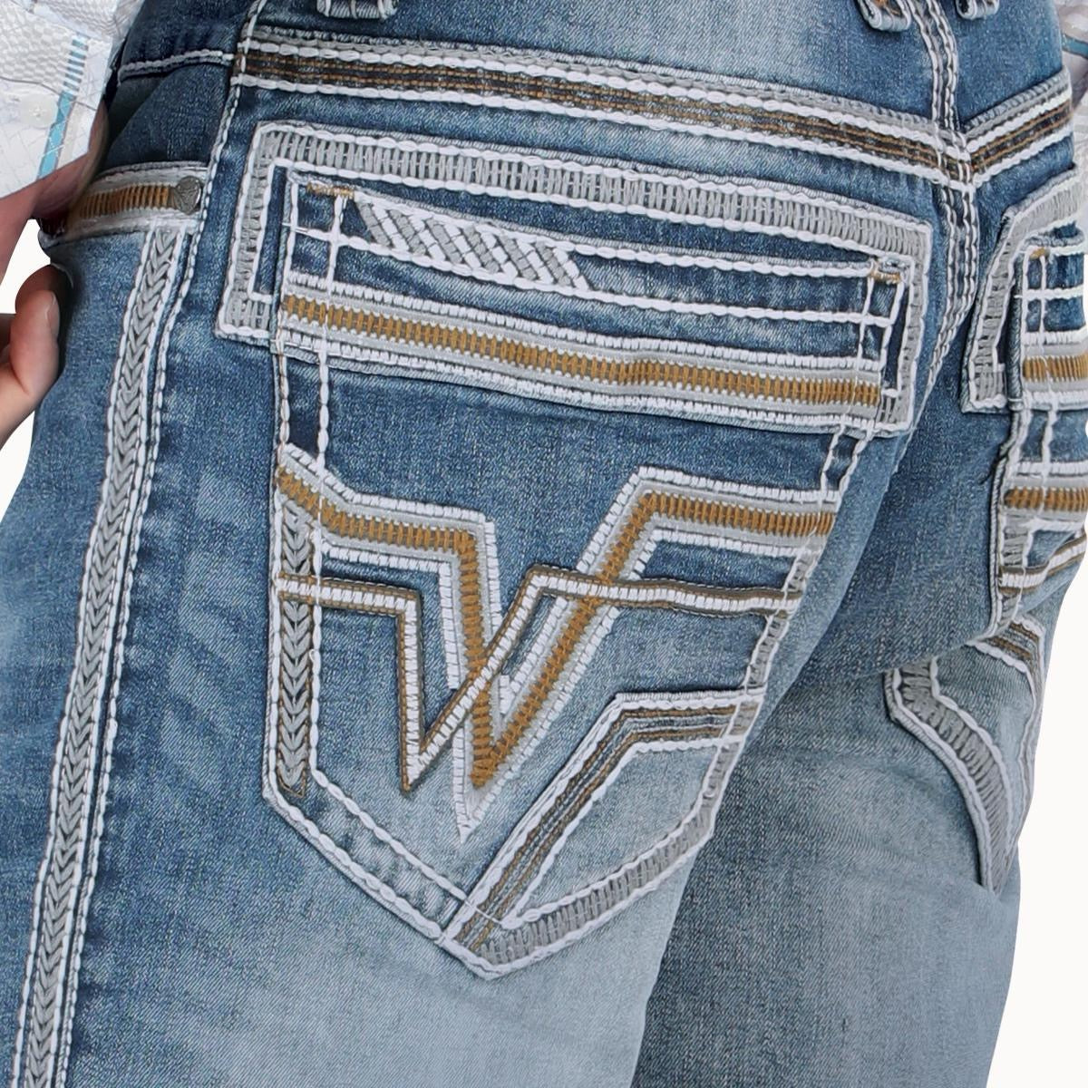 Premium Washed Stretch Embroidery Menswear, Mt4635 Man jeans add embroidery on back and front pocket