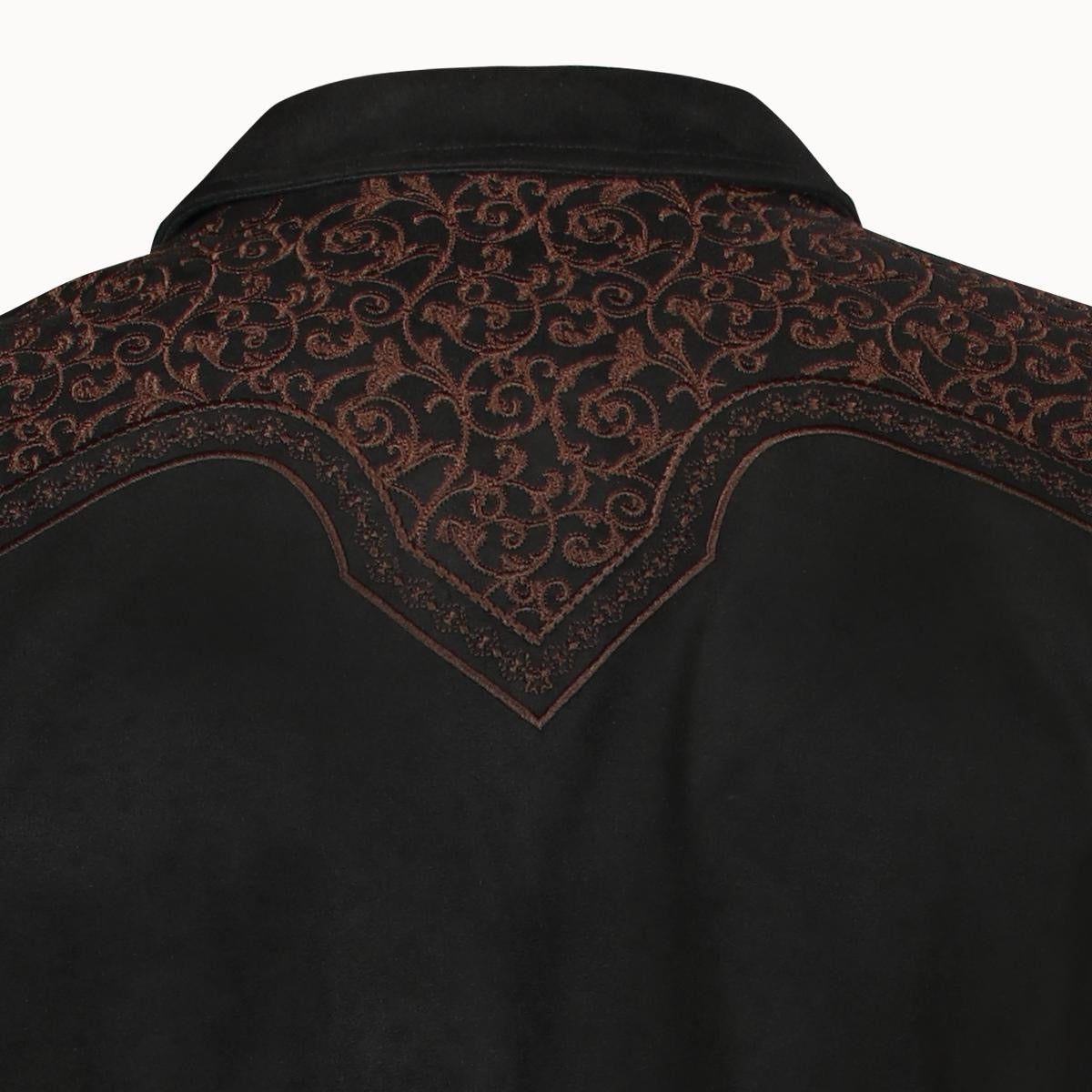 MONTERO MENS Western Embroidery BLACK FABRIC BROWN WMBROIDERY Double Button Blazer MT2182 Faux Suede, Medium Length, Hand Wash Only, All Seasons, Plaid Pattern - Menswear, Coats