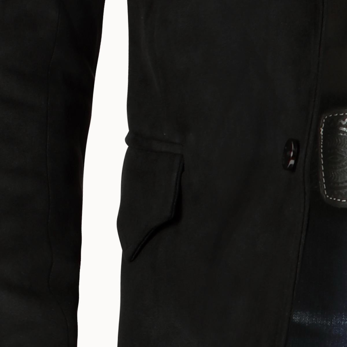 MONTERO MENS Western Embroidery black fabric charcoal embroidery Double Button Blazer MT2182 Faux Suede, Medium Length, Hand Wash Only, All Seasons, Plaid Pattern - Menswear, Coats.