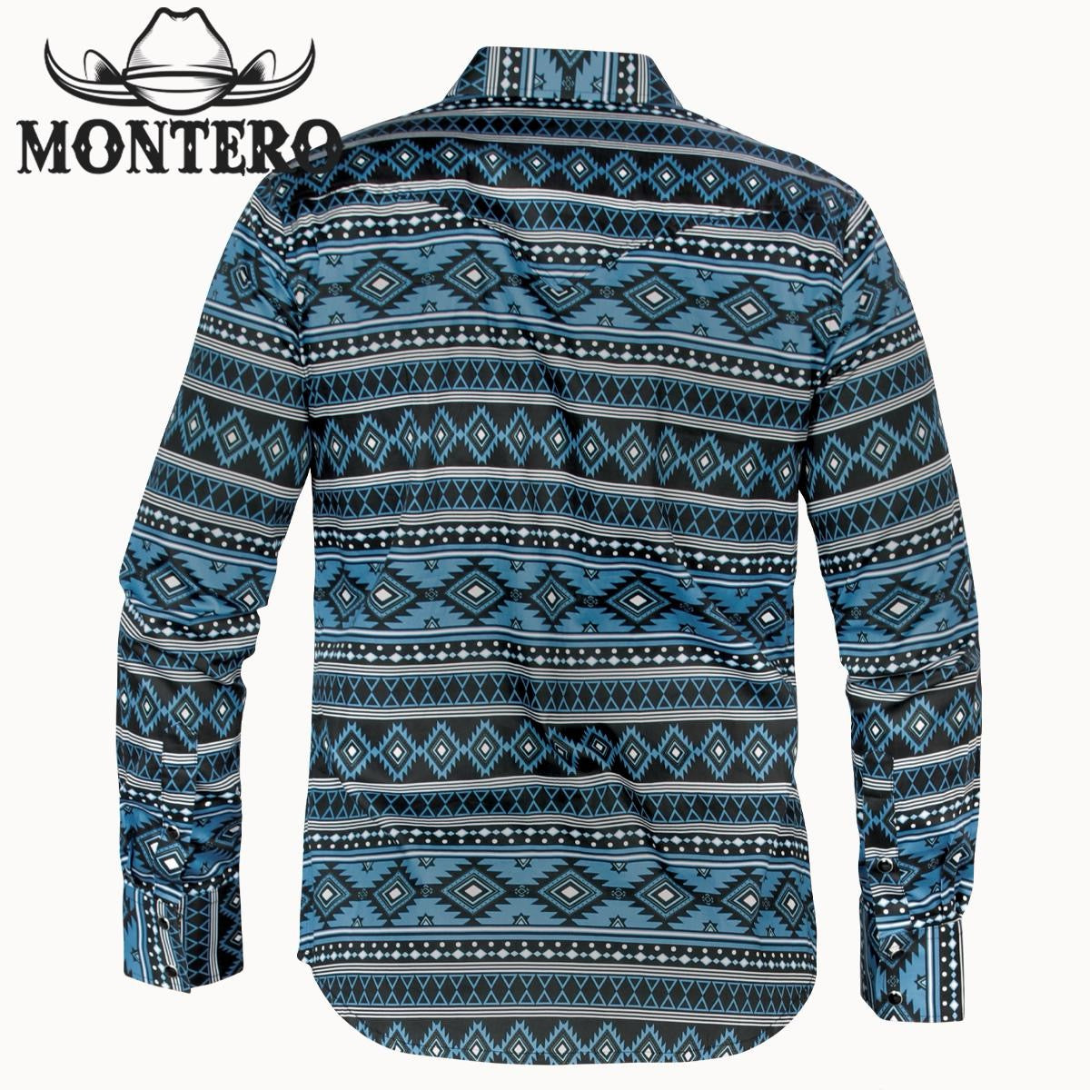MT4007 BLACK PRINTED SHIRTS BLACK FABRIC WIT MULITICOLS PRINT SNAP BUTTON MENS SHIRTS