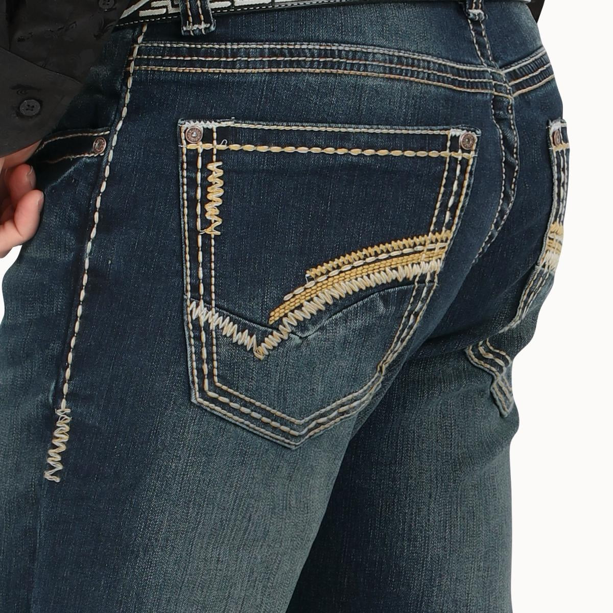 MONTERO JEANS WESTERN STYLE MT4651 DK Blue Washed Denim Boot - Biege, Medium Stitching, Classic Western Style, Machine Washable, All Seasons - Aesthetic