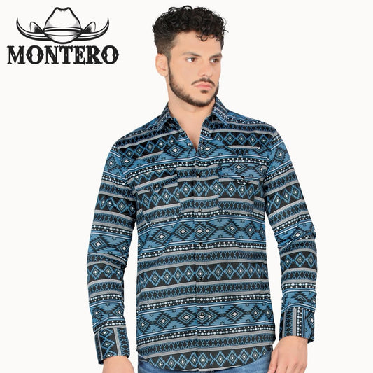 MT4007 BLACK  PRINTED SHIRTS BLACK FABRIC WIT MULITICOLS PRINT  SNAP BUTTON MENS SHIRTS